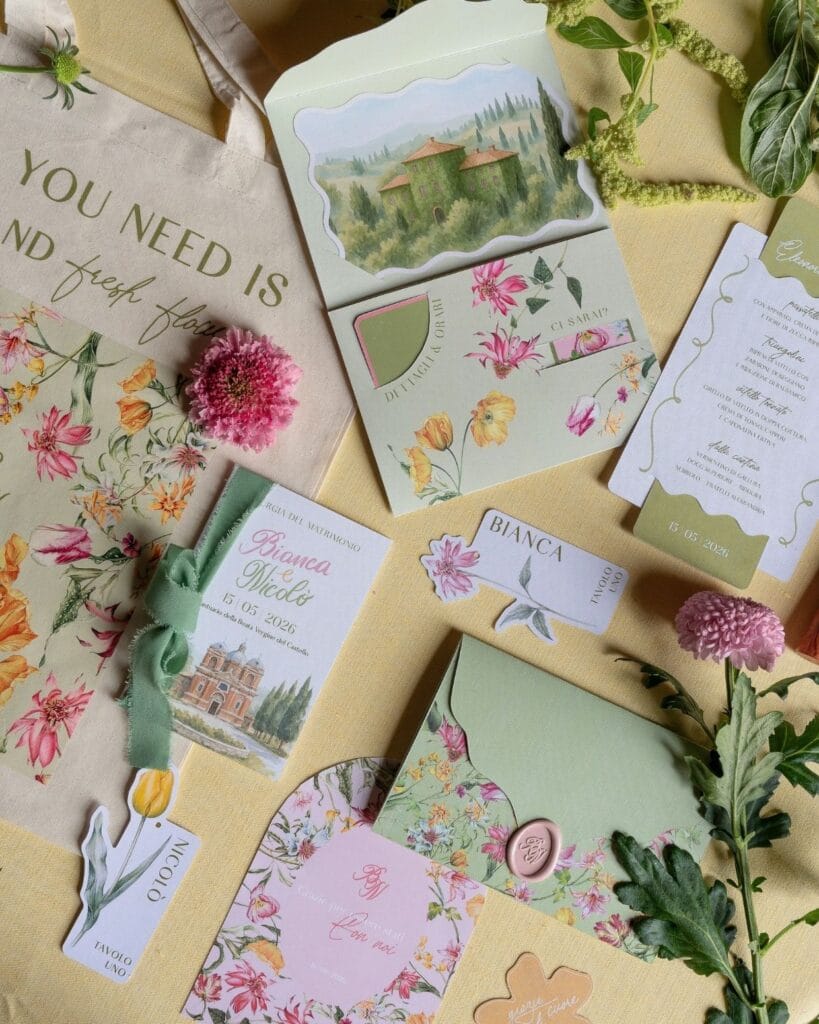 Invitations, menus and place cards designed in-house by the MG Events creative team